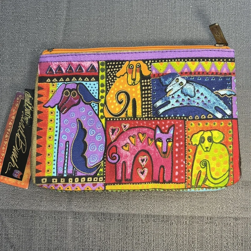 Laurel Burch Colorful Dog Tales Canine‎ Family Cosmetic Pencil Bag NWT